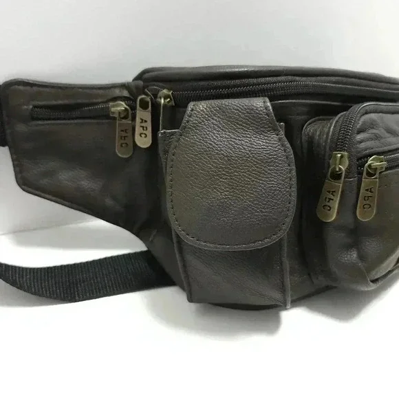 APC Leather Fanny Pack Bag Vintage Brown Unisex - Picture 2 of 9